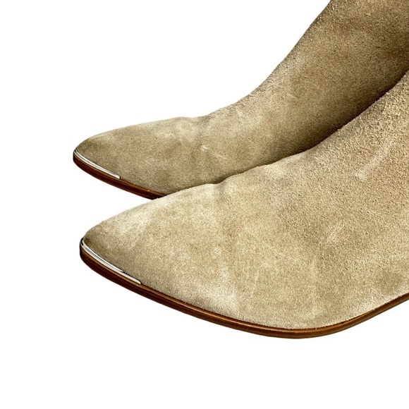 Marc Fisher Beige Yale Pointy‎ Toe Chelsea Suede Leather Women’s Bootie Size 8M - Picture 7 of 14